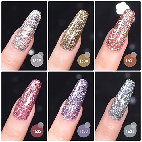 GAOY Glitter Gel Nail Polish Set, 6 Colors Including Pink White Gold Purple for Nail Art DIY Manicure and Pedicure at Home