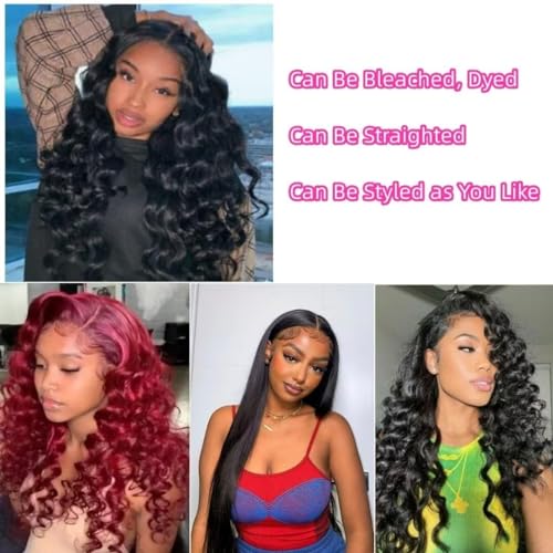 Loose Wave Human Hair Long Brazilian Virgin Bundles - Natural Black Color, Can Be Dyed and Styled - 3 Weave Bundles Total 300g - 22, 24, 26 Inch