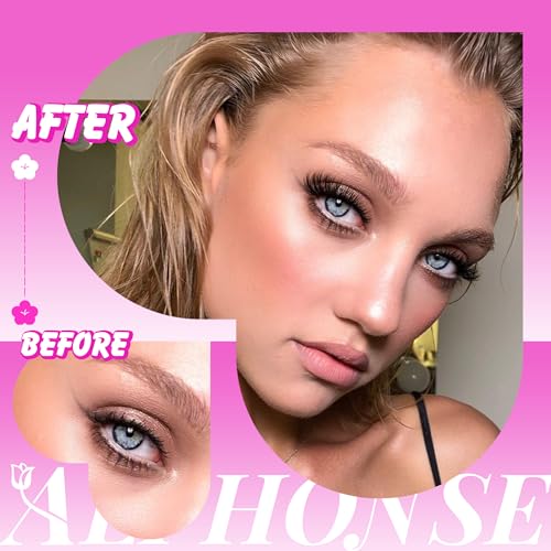 ALPHONSE Self Adhesive Lash Clusters Reusable Self Adhesive Eyelashes Fluffier Press on Lashes Extension No Glue Needed 10-16mm Glueless Lashes Clusters with Tweezers
