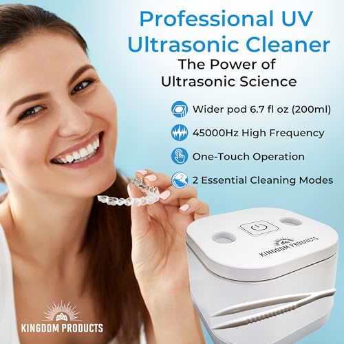 Innovative Ultrasonic Retainer Cleaner with a Larger 200ML Pod, 45kHz Retainer Cleaner Machine for Dentures, Night Guard Cleaner, Mouth Guard Cleaner, Denture Cleaner, Aligner Cleaner