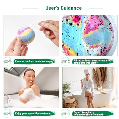 Leafgift Bath Bombs Gift Set, 12pcs Handmade Bath Fizzies with Natural Sea Salt Cocoa & Shea Butter, Perfect for Bubble Bath Spa, Moisturizing Dry Skin, Stress Relief, Best Gift for Women, Men