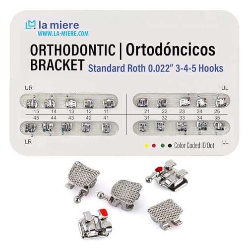20PCS Orthodontic Metal Brackets Dental Brackets Standard Roth 0.022 Slot Bondable, 3-4-5 with Hook 20pcs/Pack, 1PK