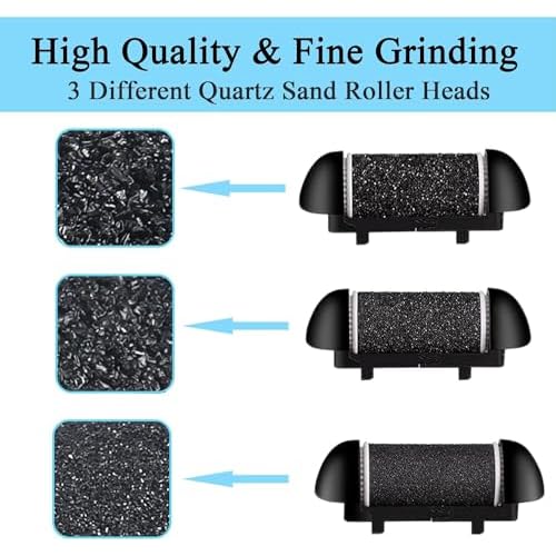 Extra Coarse 3 Refill Rollers for Electric Feet Callus Remover BK-506, Replacement Rollers Heads Foot Care Pedicure Tools 3 Pack- 1 Extra Coarse, 1 Regular Coarse, 1 Gentle Coarse Refill Rollers