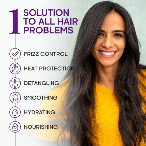Hydrating Hair Serum ? Keratin Hair Treatment for Dry, Frizzy, Damaged Hair ? Biotin, Castor & Rosemary Oils ? Anti?Frizz, Heat Protectant & Split Ends Repair for Smooth, Shiny Hair, Pack of 2