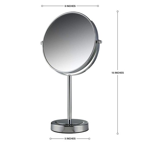 OVENTE 8" Tabletop Makeup Mirror with 1X/7X Magnification, 360° Swivel Design and Double-Sided Free-Standing Vanity Mirror Perfect for Bathroom, Bedroom, Office & Travel, Polished Chrome MNLMT80CH1X7X