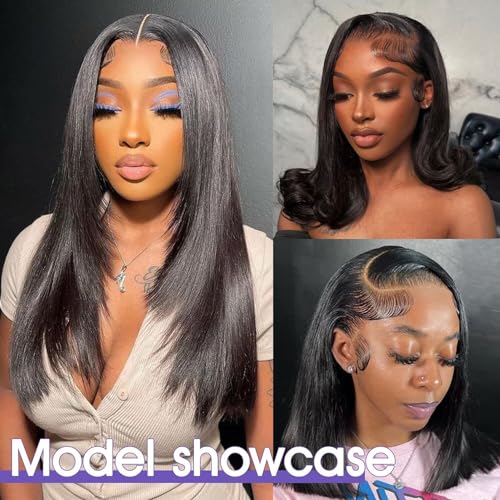Lemoda Full 13x6 Straight Lace Frontal Human Hair Wigs 250% Density Long/Short Bob Wigs 15A 14Inch HD Transparent 13x6 Full Lace Frontal Wig For Women Pre Plucked Natural Hairline