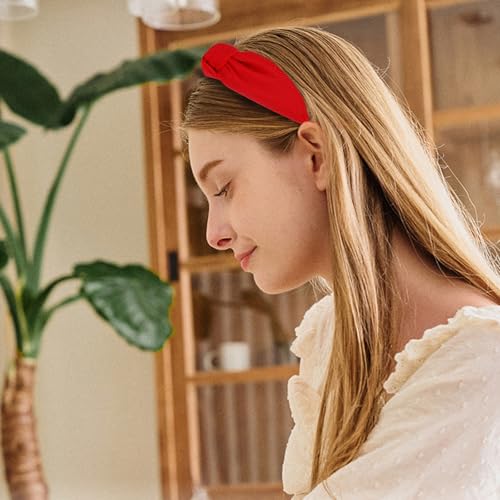 Red Knotted Headbands, Large Wide Thick Headbands for Women's Hair Fashion Accessories