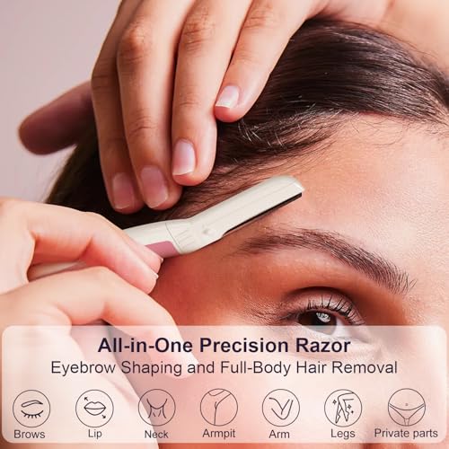 Dermaplane Razor for Women Face, Eyebrow Razor, Face Razors for Women, Dermaplaning Tool, Travel Essentials, (9 pcs, Pearl Blush)