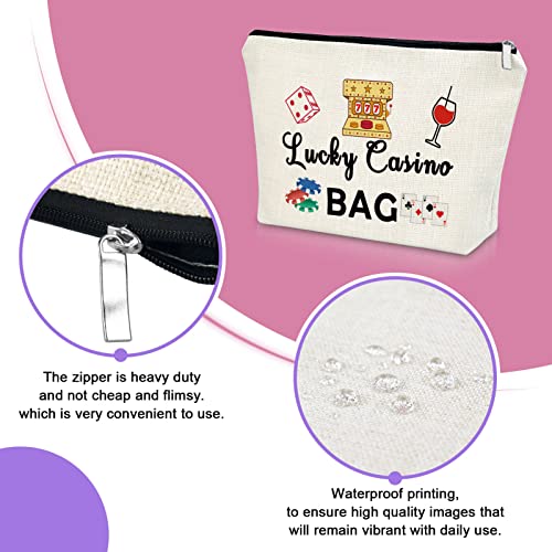 Sazuwu Lucky Casino Gifts Makeup Bag for Women Gambling Themed Gifts for Grandma Mom Birthday Mothers Day Retirement for Casino Lovers