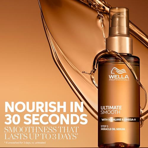Wella Professionals ULTIMATE SMOOTH Miracle Oil Serum for Dry, Dull & Frizzy Hair | Nourishes, Smooths & Adds a Silky Shine | With Squalane & Omega 9 | Heat Protectant | Color Safe