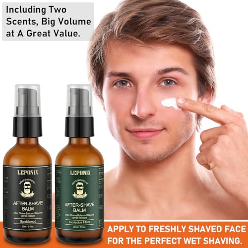 After Shave Balm for Men, Luxury After Shave Lotion for Mens Skin Care with Eucalyptus & Mint/Sandalwood - Cooling, Hydrating and Razor Bump Relief, Post Shave Balm Perfection for Soothe Skin