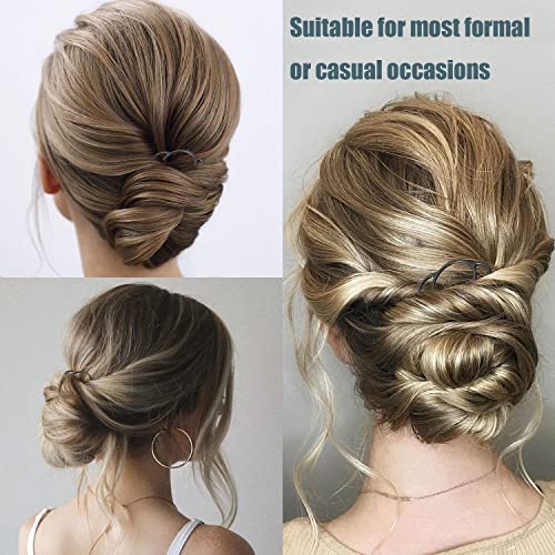 8 Pieces Side Combs, Metal Fork Clip Pins for Buns, 4 Prong Updo U-Shape Sticks for Women Hair Styling Tool Accessories