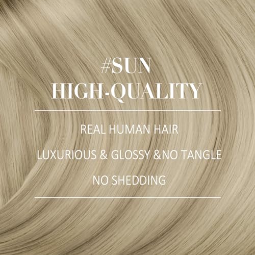 YoungSee Blonde Hair Extensions Clip ins Ombre Ash Blonde Mix Platinum Blond Clip in Hair Extensions Real Human Hair Balayage Clip in Hair Extension Human Hair for Natural Look 7pcs 120g 20inch