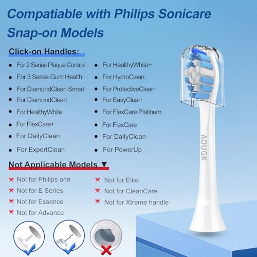Replacement Toothbrush Brush Heads Compatible with Philips Sonicare Electric Rechargeable Toothbrushes, Tooth Brush Heads for Snap-on System, for Effective Cleansing and whitening, Pack of 8, White