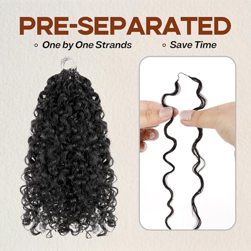Afro Kinky Curly Human Crochet Hair Extensions Pre-Sparated Multi-Textured Kinky Curly Feather Crochet Human Twist Braiding Hair For Black Women (60 Gram, 22 Inch)