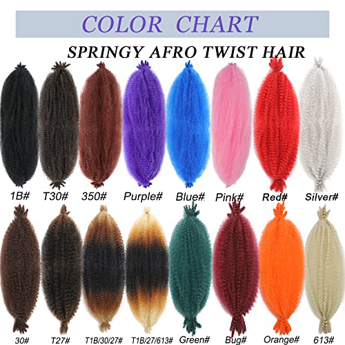 12 Inch Springy Afro Twist Hair 8 Packs Marley Twist Braiding Hair Pre-fluffed Spring Twist Hair Kinky Hair Afro Twist Hair Marley Hair for Faux Locs (12 Inch (Pack of 8), T1B/27/613#)