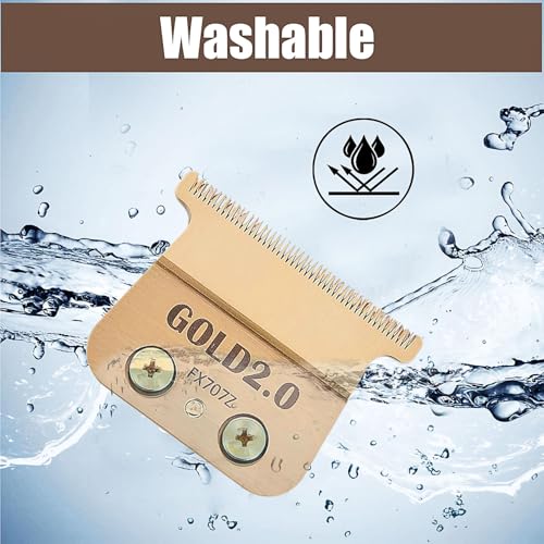 2 Pcs FX707Z DLC 2.0 Replacement Blades Head Compatible with BaByliss PRO Barberology Trimmer Blade,Zero-Gapped Replacement Trimmer Blade Compatible with BaBylissPRO FX787 & FX726 Trimme(GOLD)