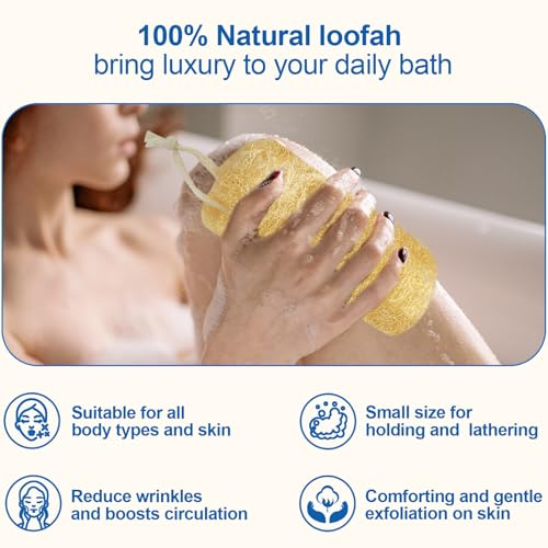 Natural Loofah Sponge (4 Packs), 6¡° Natural Loofah Exfoliating Body Scrubber Egyptian Loofa Eco 100% All Natural luffa Cleaning for Men Women Deep Clean Skin