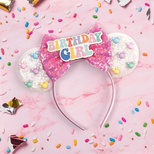 Mouse Ears for Women Birthday Girl Headband Sequin Ears Hair Accessories for Birthday Decorations Park Trips