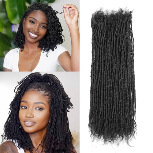 8-12 Inch Sister locs Human Hair Handmade Interlock Locs Curly Tips Sister Locs Real Human Hair Microlocs Extensions Permanent Dreadlock Extensions Natural Soft Looking (0.2cm,10 Inch-100 Strands)