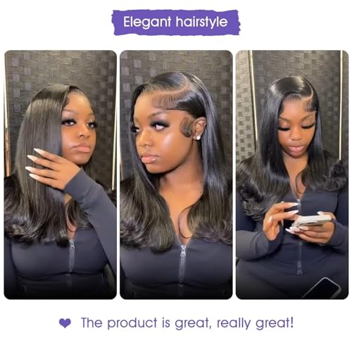 Lemoda 250% Double-Drawn SKINLIKE Real HD Lace Frontal Wigs Straight 13x4 Full Lace Frontal Virgin Human Hair Wigs Frayed Ends Lace Wigs Invisible Lace 0.10mm Ultra-thin Knots Wigs 16Inch