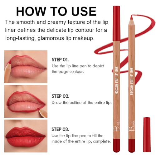 12 Colors Lip Liner Set, Matte Finish Series Lip Liners Pen Kit for Women, Long Lasting Waterproof Smooth High Pigmented Lip Pencil for Daily Makeup (Set A)