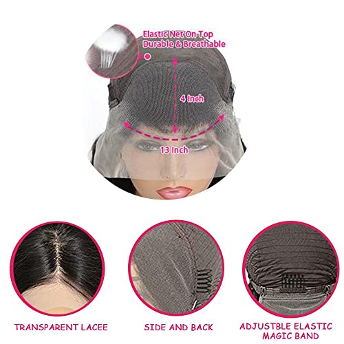 Straight Human Hair Lace Front Wigs 13x4 HD Lace Front Wig Glueless Lace Front Wigs Human Hair Pre Plucked With For Woman With Baby Hair Hairline 150% Density Lace Front Wigs Brazilian Virgin Human Hair Wigs With Natural Black Hair£¨24 Inch)