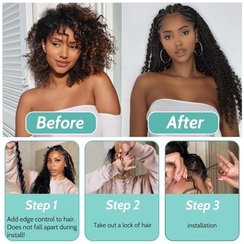 Human Braiding Hair for Boho Braids Human Hair 110g 20 Inch Curly Boho Hair for Braiding Knotless 12A Deep Wave Bohemian 3 Bundles/Pack Chocolate Brown