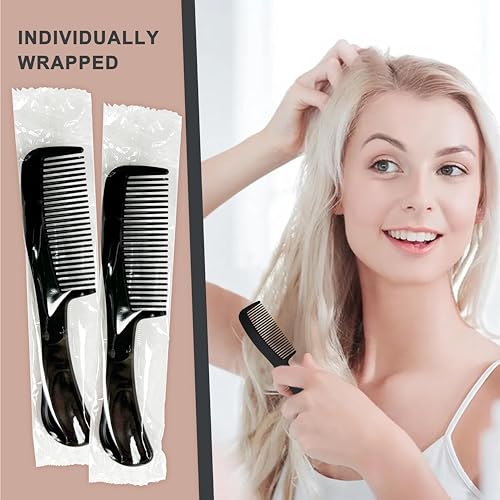 Bulk Hair Combs, Combs Individually Wrapped, Hair Combs in Bulk for Women, Kids, Hotel, Airbnb, Shelter, Homeless, Charity, and Church (Black) (5.9 inches, 150, Count)