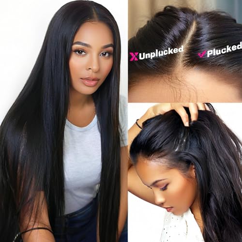 VibeFusion 13x4 HD Transparent Lace Front Human Hair Straight Wig 200% Density Glueless Pre-Plucked Pre-Cut 20 Inch Women's Wig