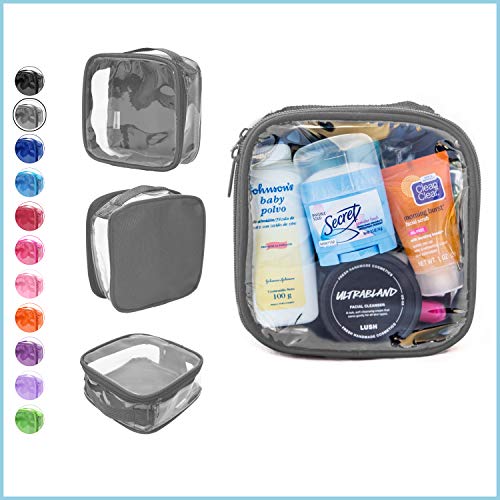 EzPacking Clear TSA Approved 3-1-1 Travel Toiletry Bag for Carry On/Quart Size Transparent Liquids Pouch for Airport Security/Reusable See Through Vinyl & PVC Plastic Organizer Men Women (Gray)