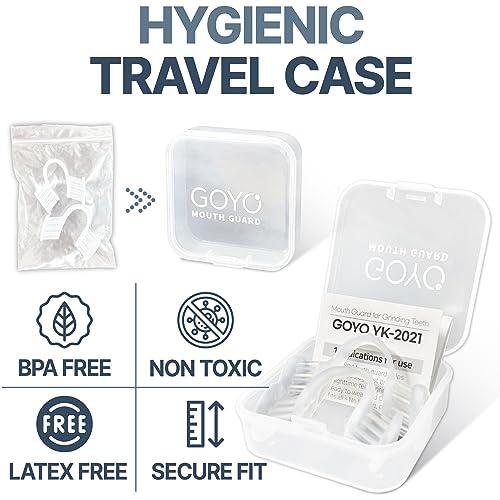 Mouth Guard for Grinding and Clenching Teeth at Night, Sleep Night Guard, Grinding Protection, Clenching Protection, Teeth Bruxism Mouth Piece with Travel Hygiene Case (2set) (1set)