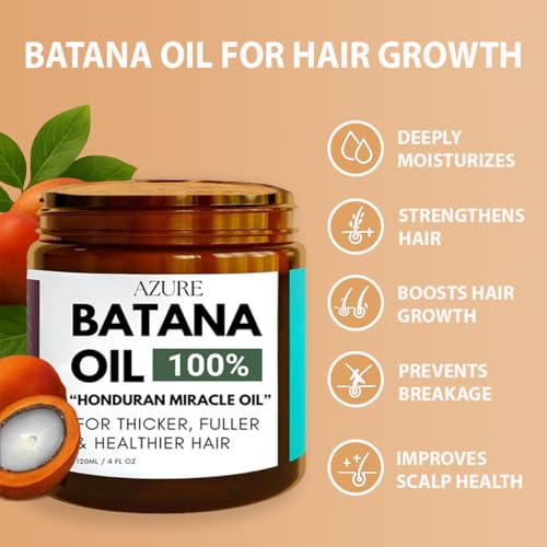 AZURE Batana Oil Paste for Hair Growth, 100% Pure Batana Paste for Nourishing Scalp, Strengthening Strands, Enhancing Shine & Softness - Honduras Sourced - For All Hair Types 4 Fl Oz (Pack of 1)