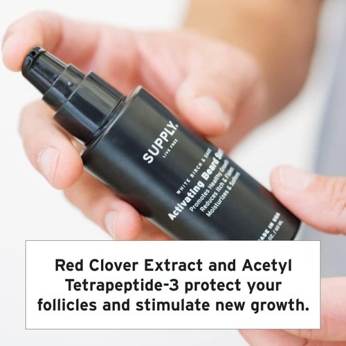 Supply Activating Beard Serum – Plant-Based Ingredients with Biotin & Red Clover Extract to Promote Beard Growth, Revive Follicles & Support a Fuller, Thicker Beard – 2.0oz
