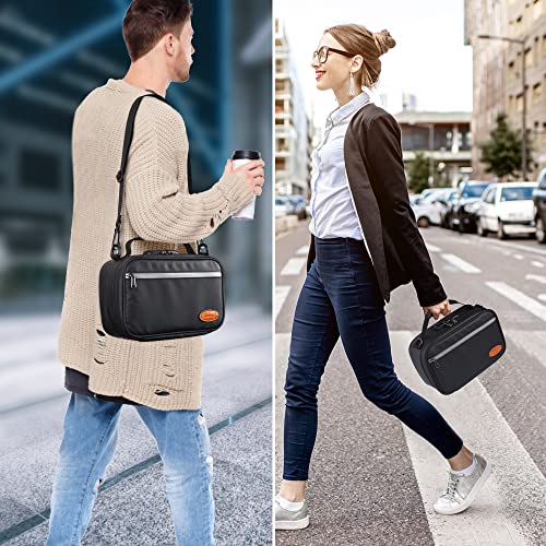 Large Smell Proof Cosmetic Organization Bag with 8 Small Items, Portable Cosmatic Makeup Smell Proof Storage Case with Combination Lock For Home and Travel, Gifts for Men Black