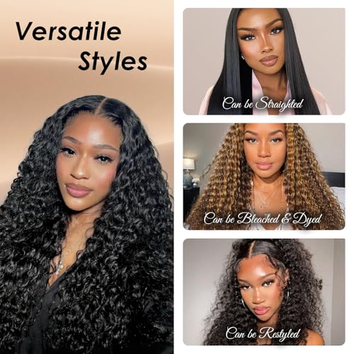 Lynch 15A Burmese Curly Bundles Human Hair, 16 18 20 Inch 3 Bundles 3C4A Water Wave Quick Weave with Spiral Curly End, 100% Unprocessed Kinky Curly Raw Human Hair Extensions for Women Natural Black