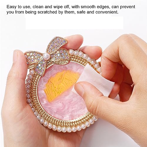 Resin Nail Art Palette, Nail Art Painting Mixed Color Palette, Bow Decorated with Rhinestones and Pearls Nail Art Display Board (Golden)