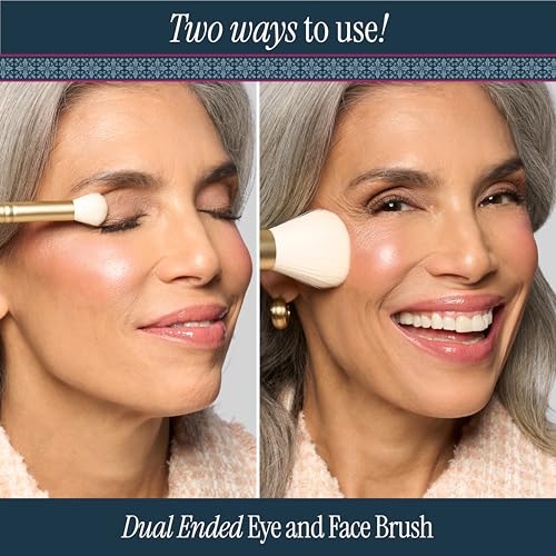 LAURA GELLER NEW YORK Holiday Daily Routine Kit | Medium | Limited Edition Makeup Set | Includes Baked Foundation for Mature Skin, Exclusive Blush, Eyeshadow, Retractable Kabuki Brush