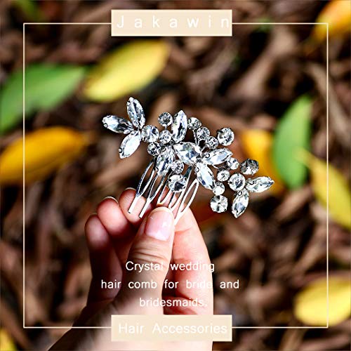 JAKAWIN Bride Wedding Hair Comb Crystal Hair Piece Rhinestone Bridal Hair Accessories for Women HC042 (Silver)