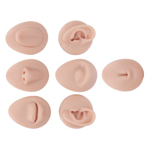Ear Piercing Kit， Nose Tongue Model, 3D Flexible Simulation Ear Model Body Piercing Practice Model Silicone Nose Safety Pierce Tool for Novice (Medium Skin Color)