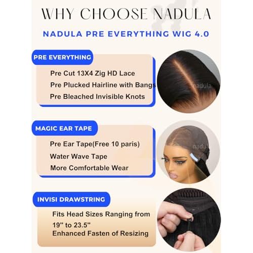 Nadula 13X4 HD Honey Brown Piano Highlight Bob Straight Drawstring Wig Human Hair - Pre Everything Glueless Ombre Bob Lace Front Wig with Ear Tape - Ready to Go Short Blunt Bob Wig 12inch