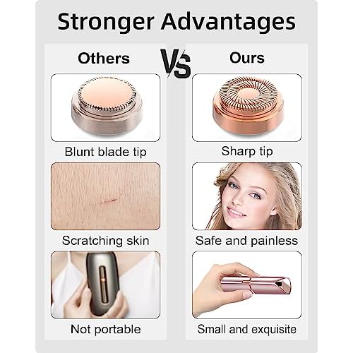 Facial Hair Removal for Women, 360¡Æ Floating 2X Powerful Painless Facial Hair Remover, Lipstick-Sized, USB Rechargeable, Face Razors Shaver for Women Upper Lip,Chin,Peach Fuzz,Mustache (Pink)