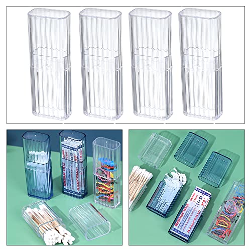JIEDALIN 4 Pcs Cotton Swab Holder for Travel Mini Travel Swab Case Cotton Swab Box for Makeup Sponge Cotton Swabs Hair Ties Floss Cosmetics Makeup Bedroom Travel