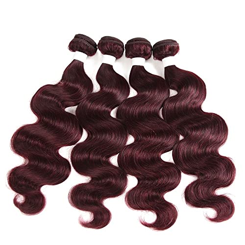 Remy Hair Body Wave Bundles - 16/18/20 Inch Burgundy Unprocessed Brazilian Virgin Hair
