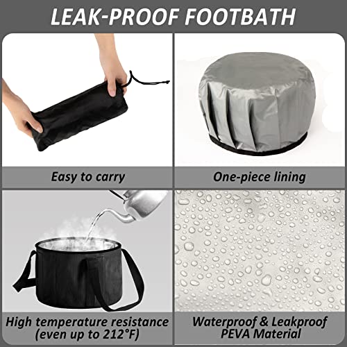 2 Pieces Foot Bath Basin 30L Collapsible Bucket, Portable Foot Soak Tub Feet Soaking Bucket for Outdoor Travel, Camping, Fishing£¨Black)