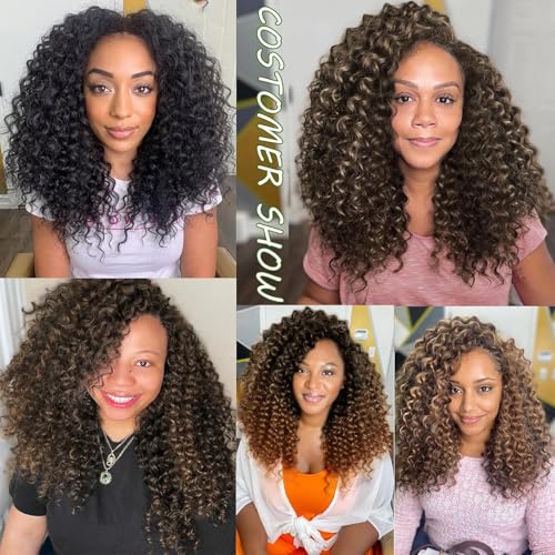 Full Head Crochet Hair for Black Women Human Hair Soft Feeling, Short Gogo Curl Protein Silk 80 Strands, Deep Curly Innovative 4-in-1 Strand Design Hypoallergenic Synthetic Fiber