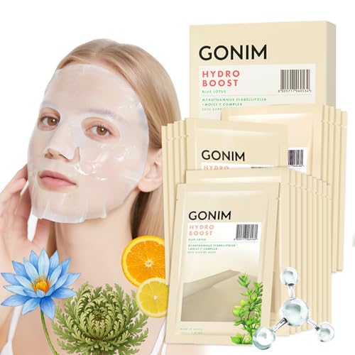 GONIM Face Mask Korean Skin Care with Hyaluronic Acid Serum & Collagen Activation, Face Masks Skincare with Vitamin C, Moisturizing Sheet Mask for All Skin,Korean Face Mask Travel Essentials 20 Sheets