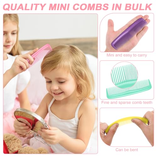 HOFASON 28 Pieces Bulk Mini Wet Hair Brush & Mini Combs Set for Kids Girls Women, Bridesmaid Gifts, Spa Party Supplies, Summer Stuff, 14 Travel Small Brush for Hair 14 Fine Wide Hair Combs for Boy Men
