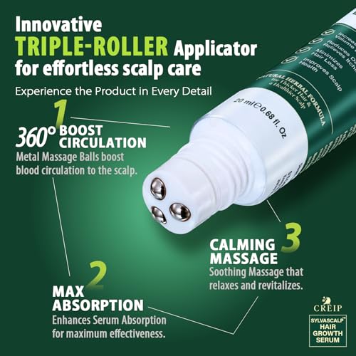 Hair Growth Serum Roll-On: Advanced Scalp Stimulator with 16 Botanical Extracts Veganic Natural Hair Growth Oil for Thicker Fuller Hair (2 Pack (2 * 20ml, Mint)