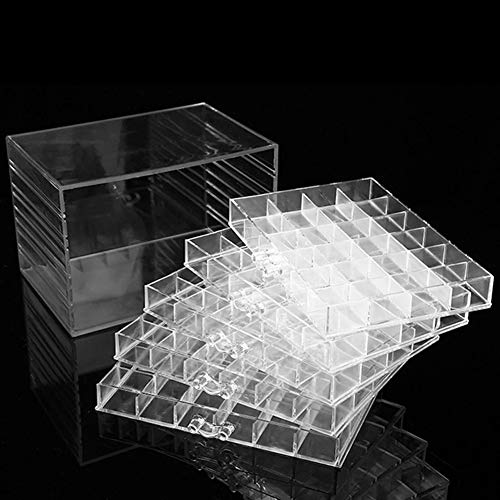 HOKY 120 Grids Transparent Acrylic Nail Display Organizer Makeup Jewelry Nail Art Cosmetic Display Rack Drawer Boxes Organizers